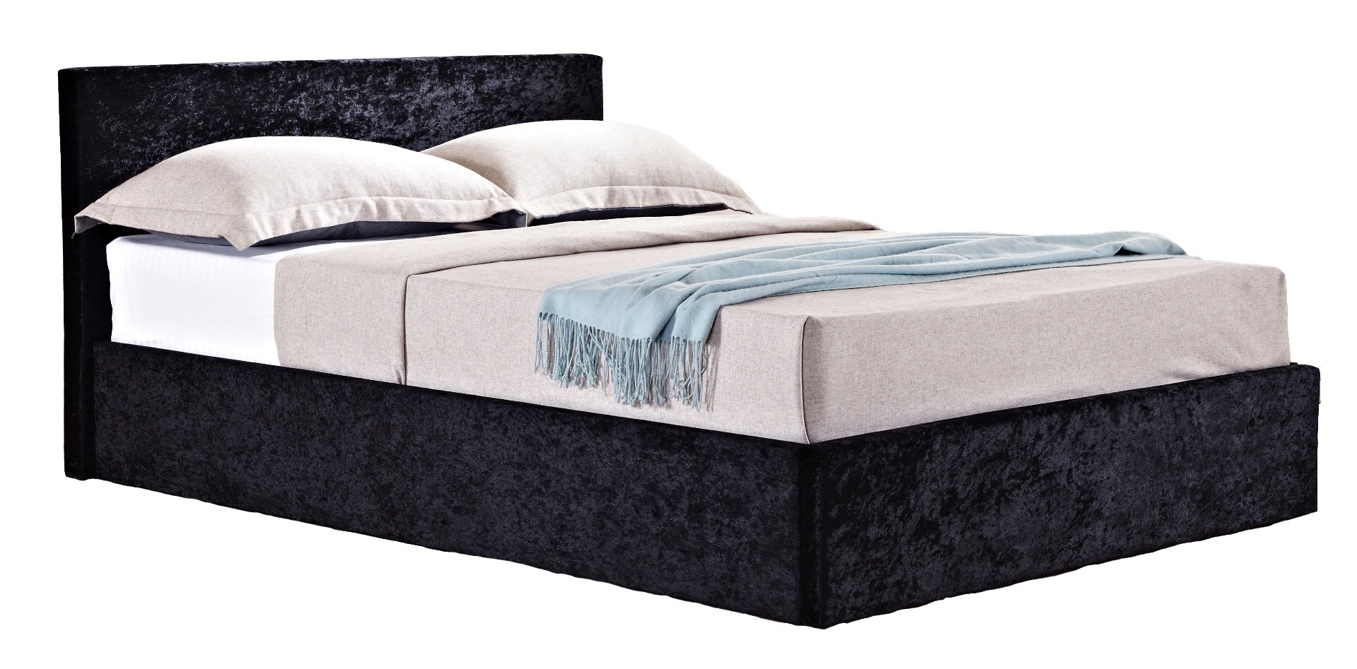 Berlin Black Crushed Velvet Double Ottoman Bed
