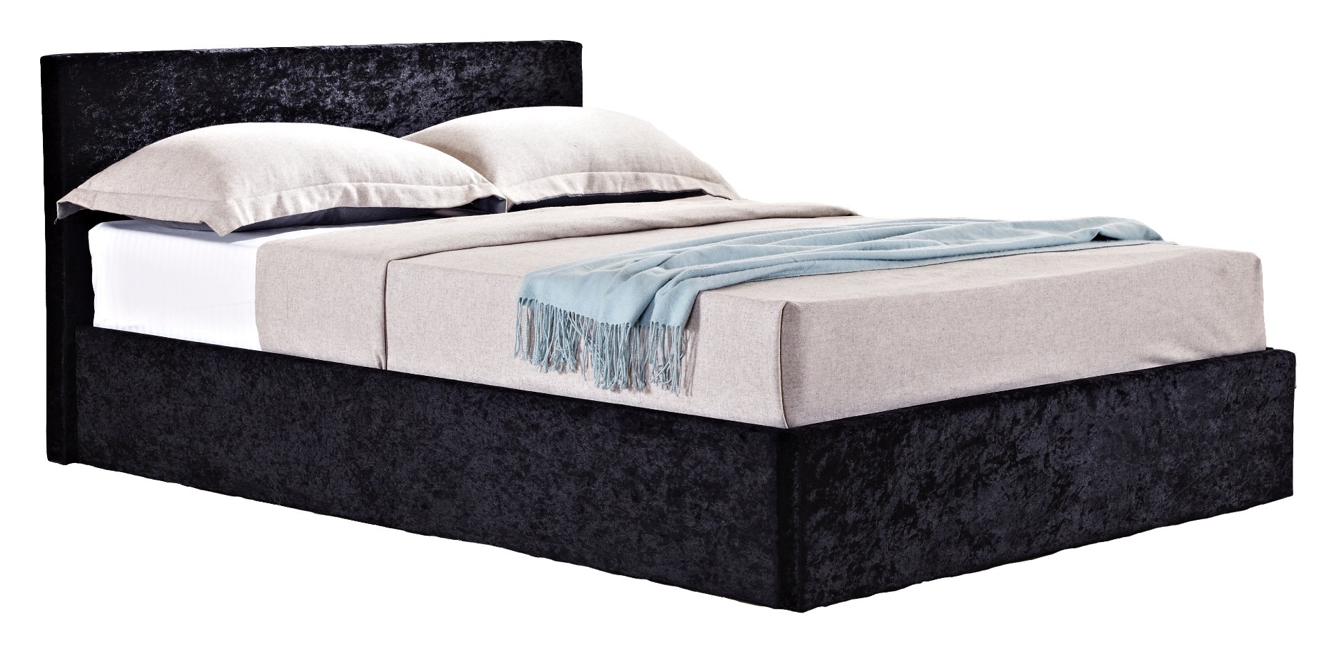 Berlin Black Crushed Velvet Small Double Ottoman Bed