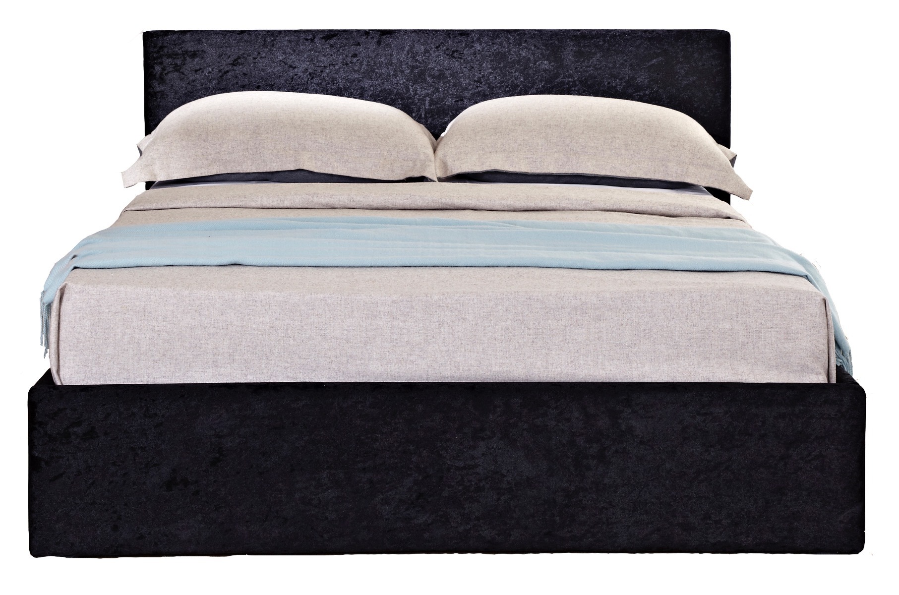 Berlin Black Crushed Velvet Double Ottoman Bed