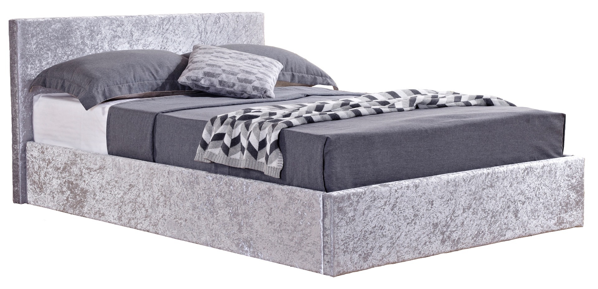 Berlin Steel Velvet Small Double Ottoman Bed