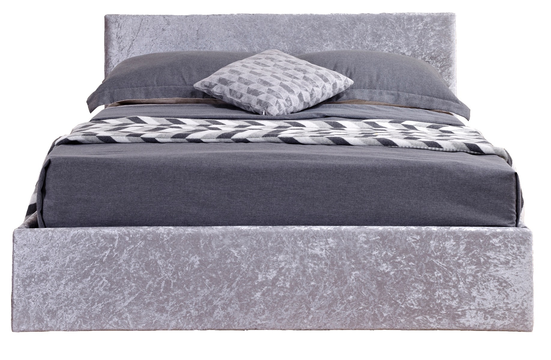Berlin Steel Crushed Velvet King Ottoman Bed