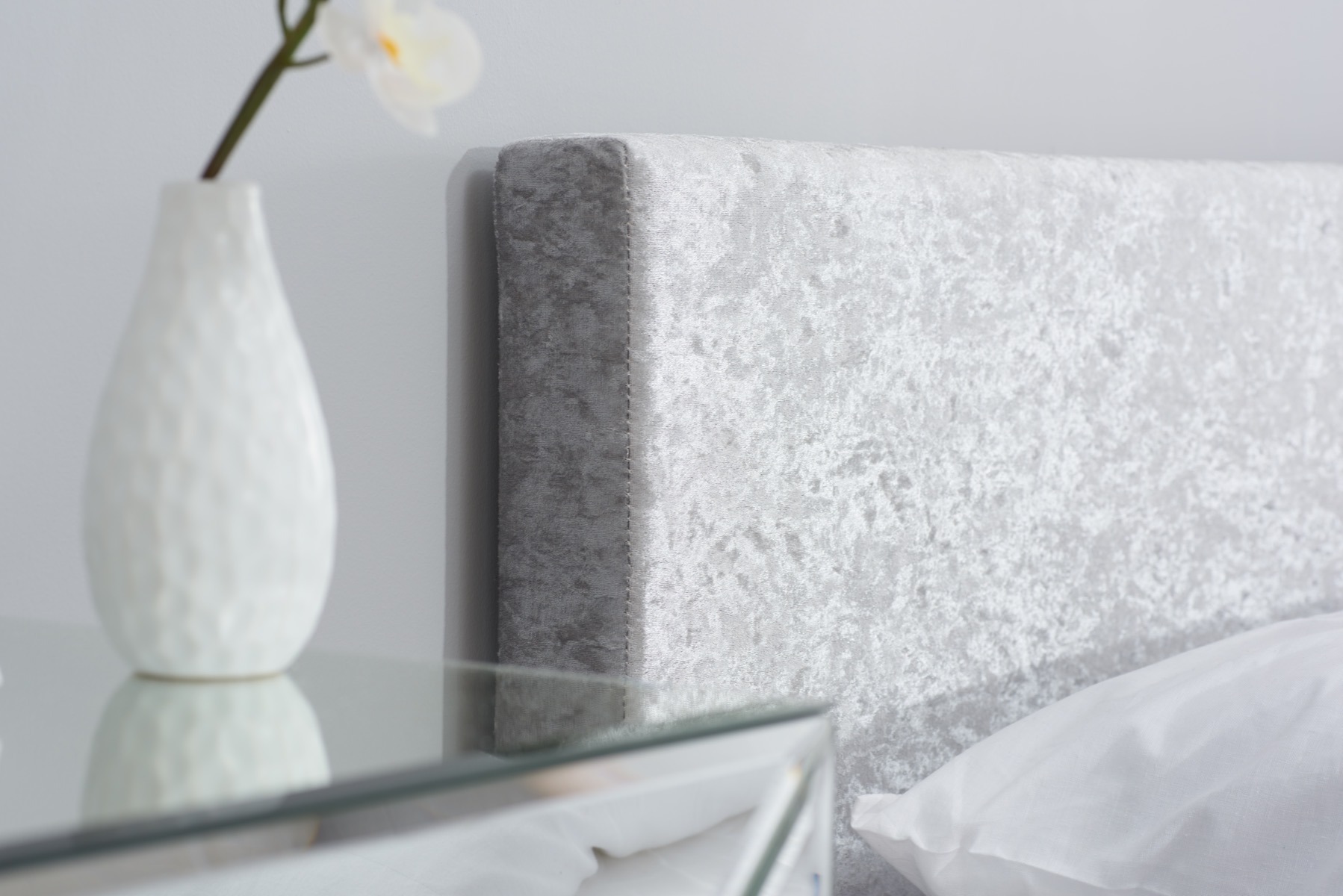 Berlin Steel Crushed Velvet King Ottoman Bed