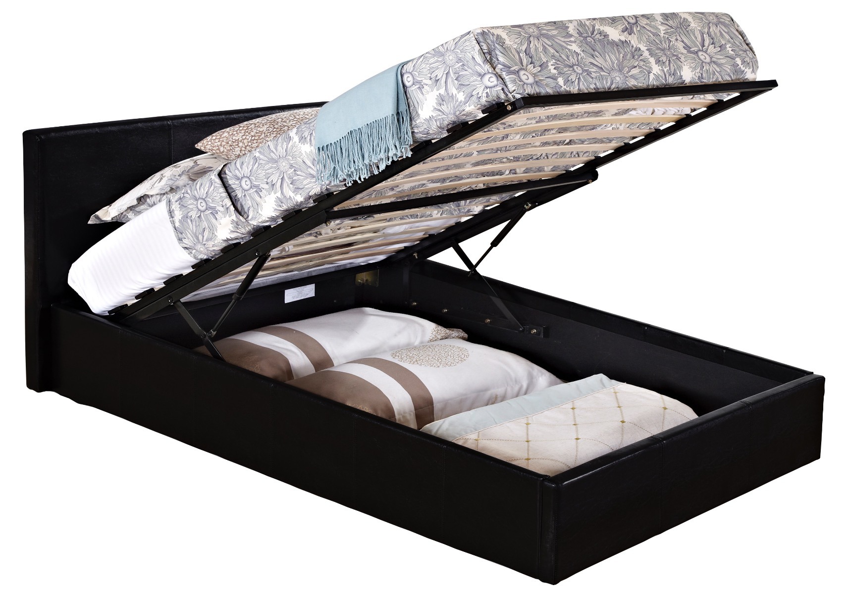 Berlin Black Single Ottoman Bed