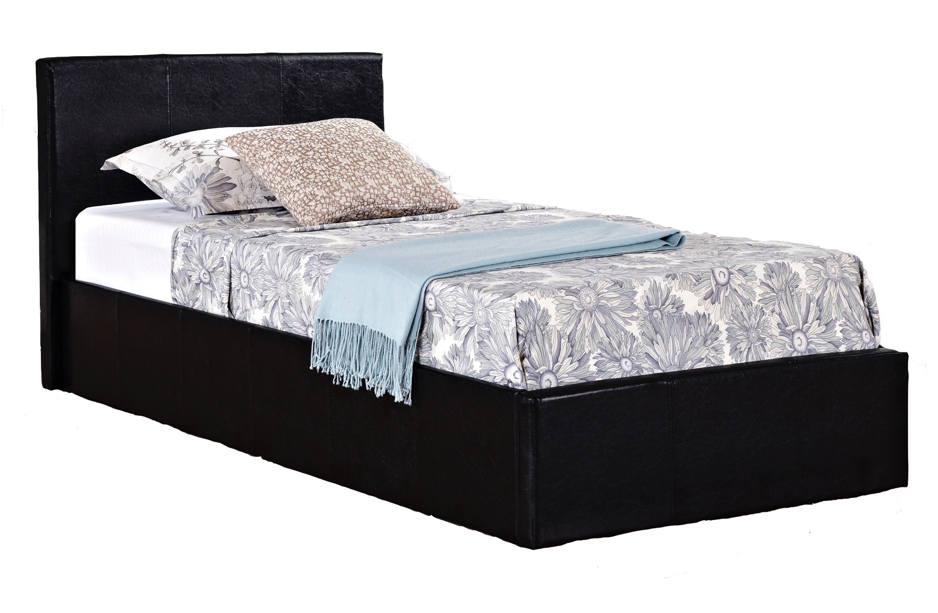 Berlin Black Single Ottoman Bed