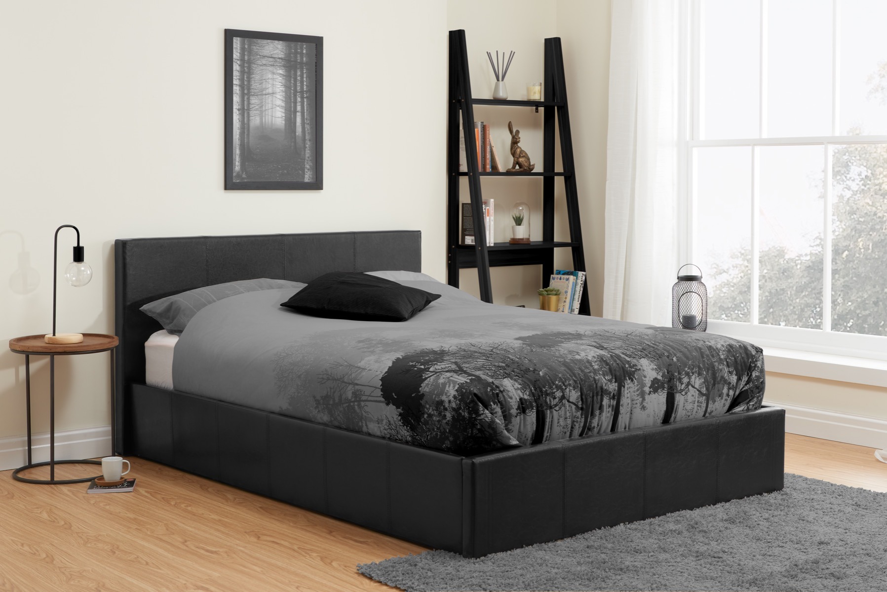 Berlin Black Small Double Ottoman Bed