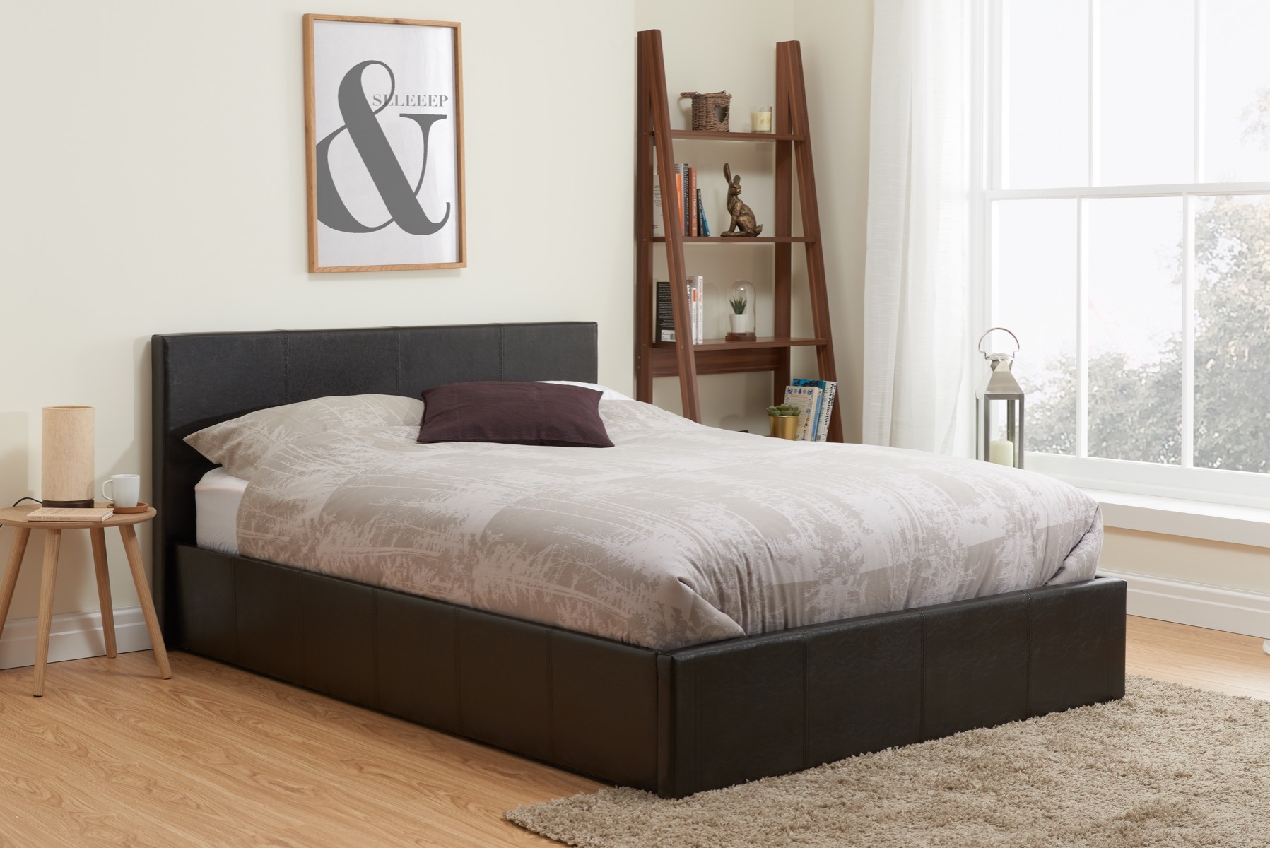 Berlin Brown Small Double Ottoman Bed