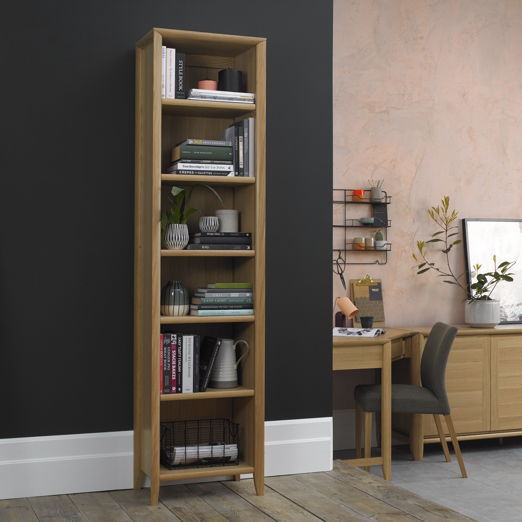 Bergen Oak Narrow Bookcase - Style Our Home