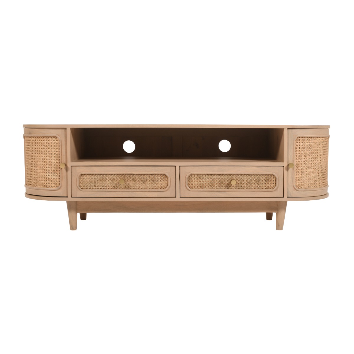 Clovelly Cane & Mango Wood 2 Drawers And 2 Door Tv Cabinet by Karvello Designs | Style Our Home