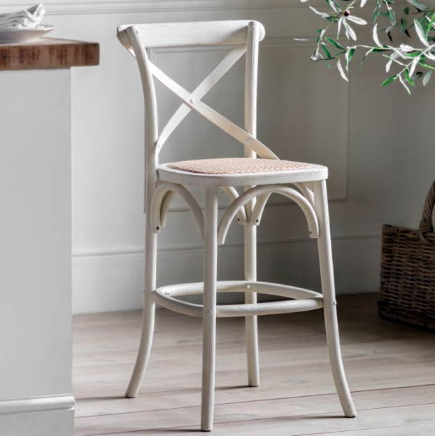 Café White Rattan Stool ( A Pair ) by Hudson Living | Style our Home 