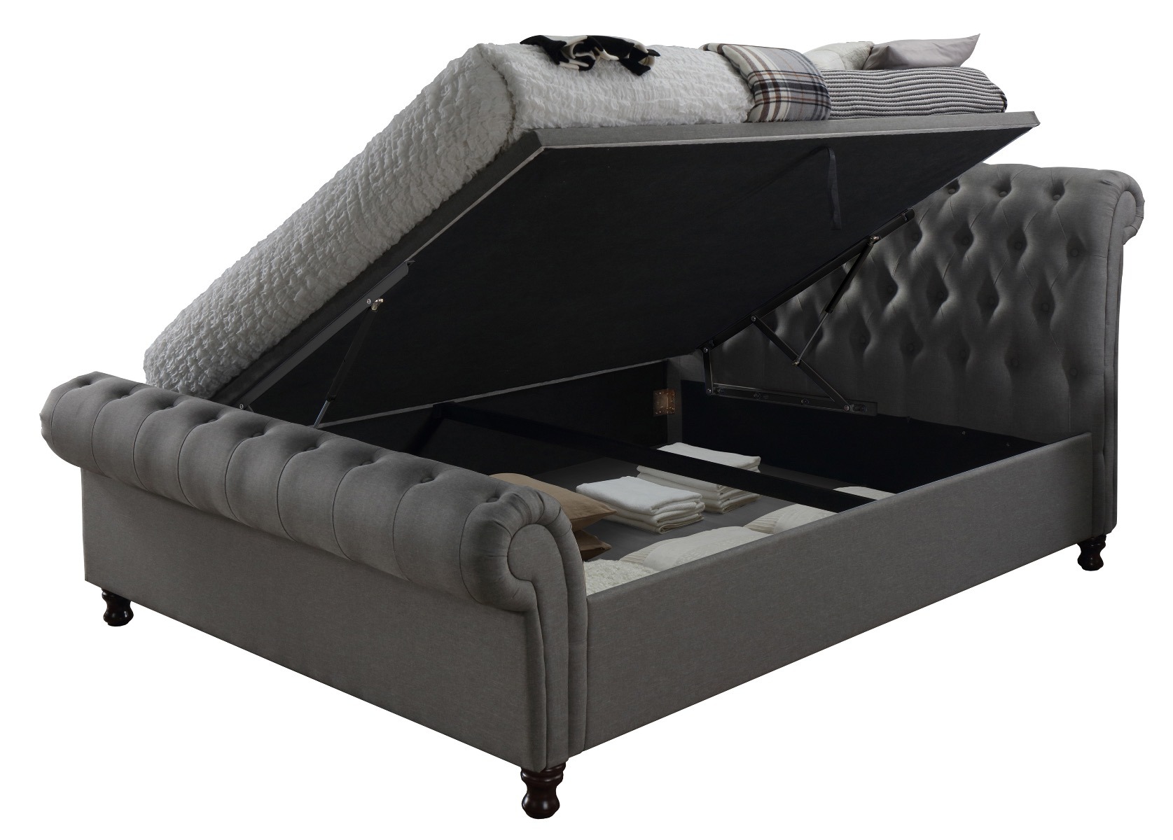 Castello Grey King Ottoman Bed