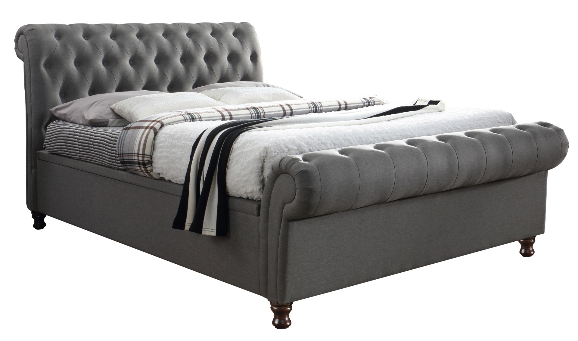 Castello Grey Double Side Ottoman Bed