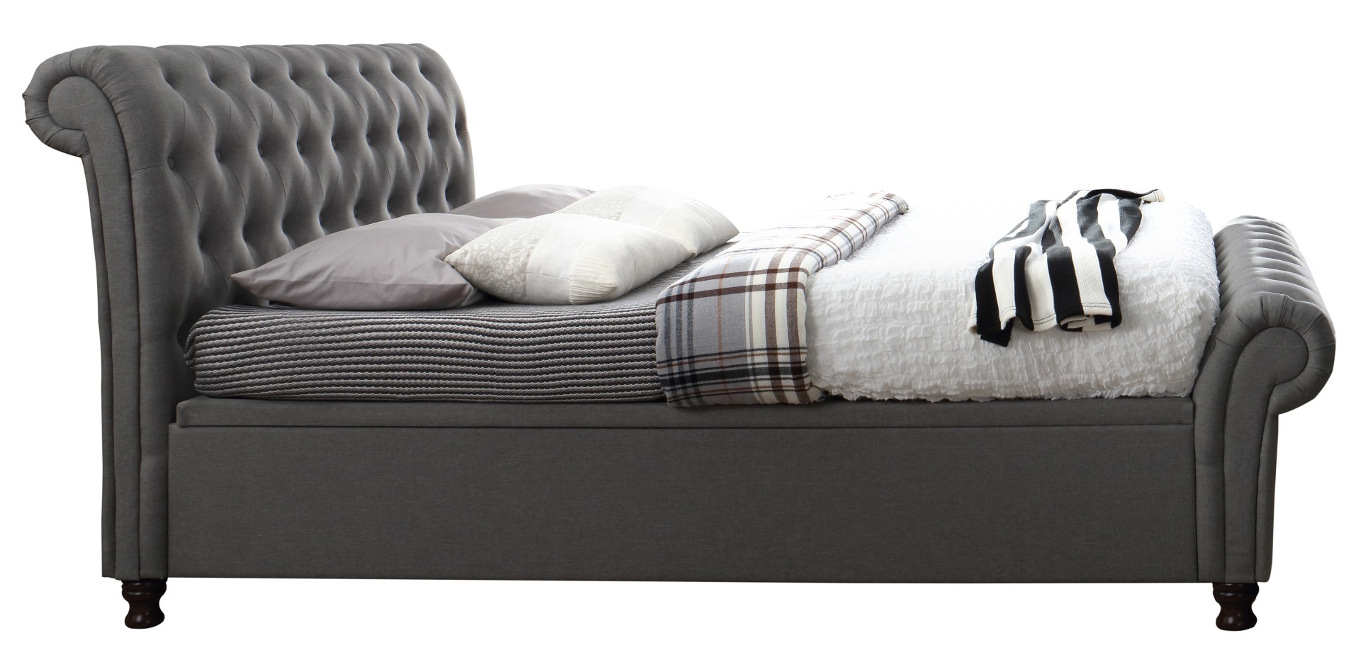 Castello Grey King Ottoman Bed