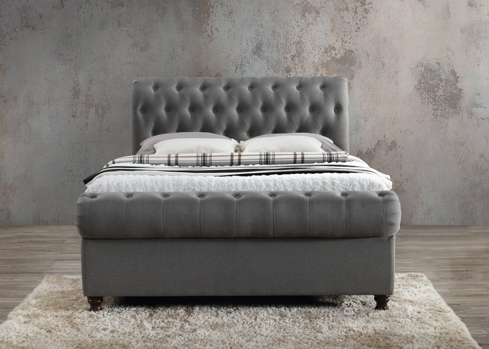 Castello Grey King Ottoman Bed