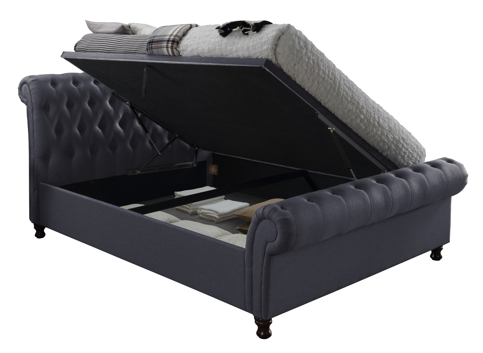 Castello Charcoal King Ottoman Bed