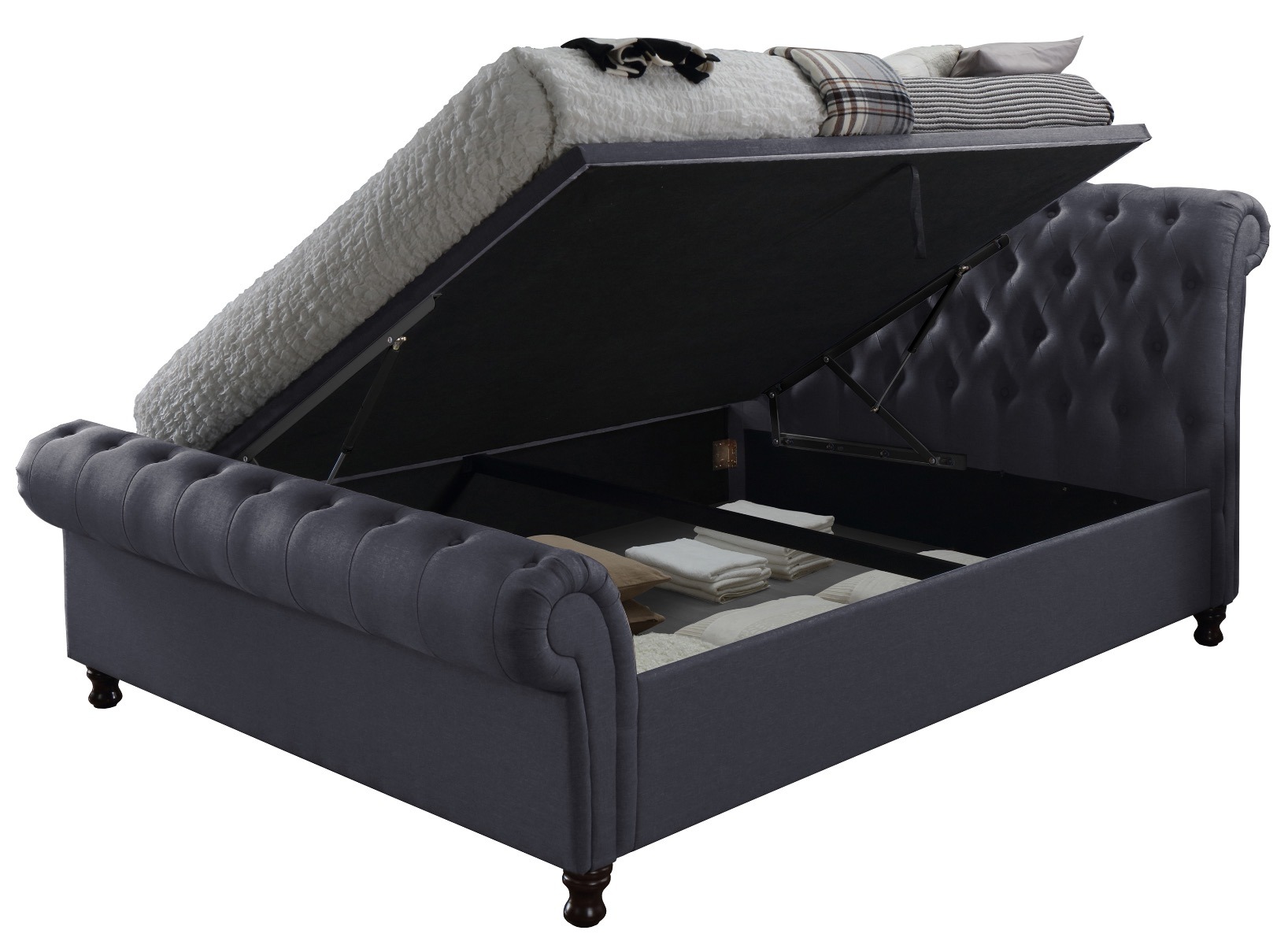 Castello Charcoal King Ottoman Bed