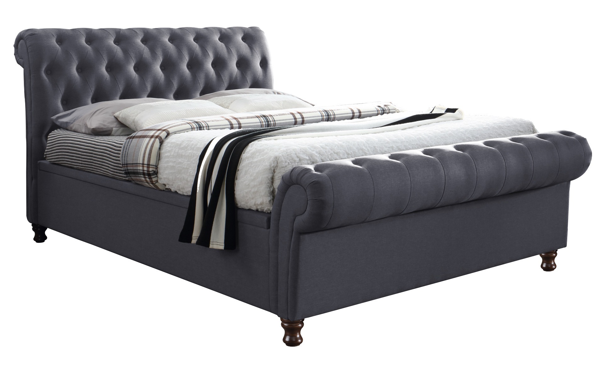 Castello Charcoal Super King Ottoman Bed