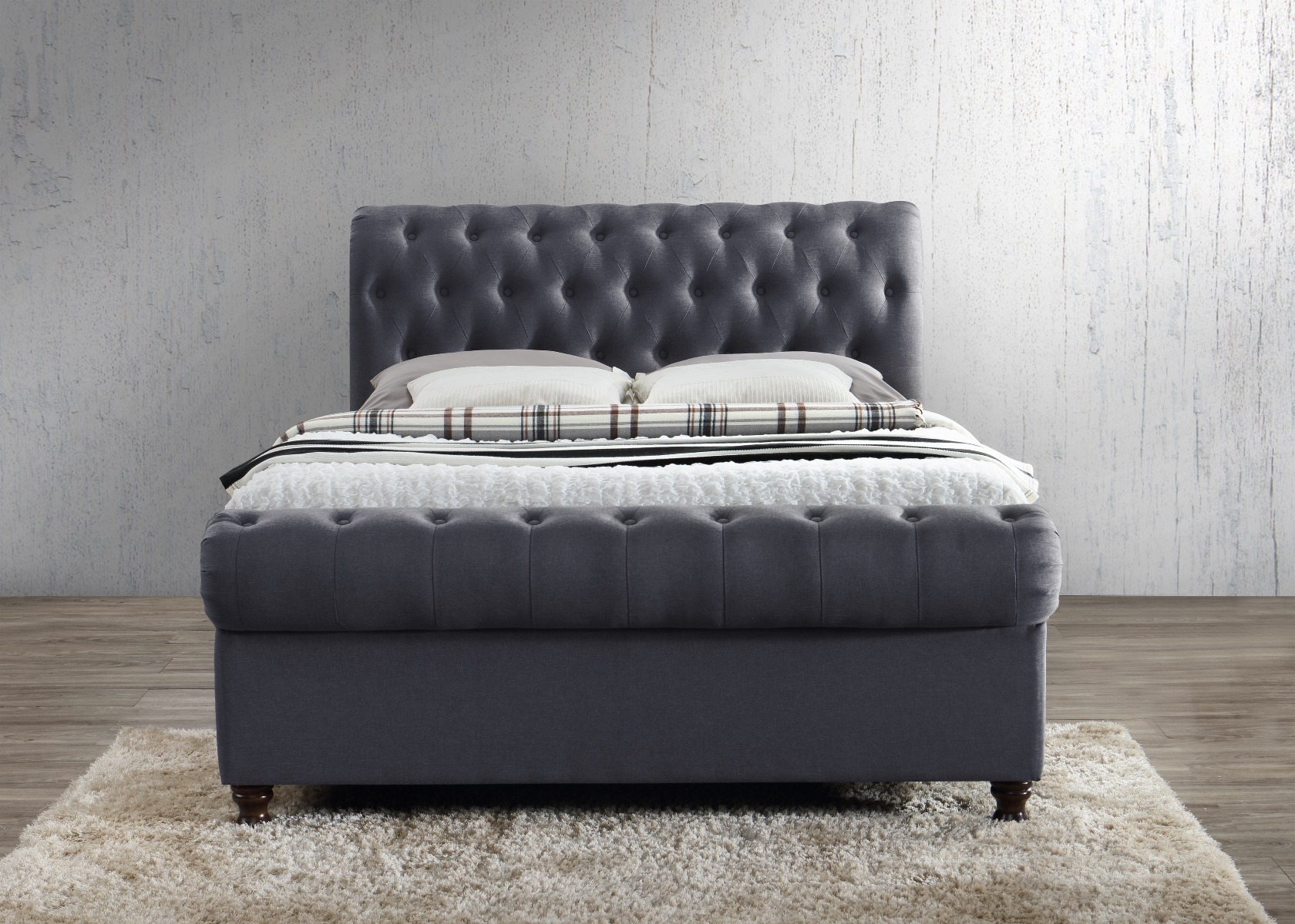 Castello Charcoal King Ottoman Bed