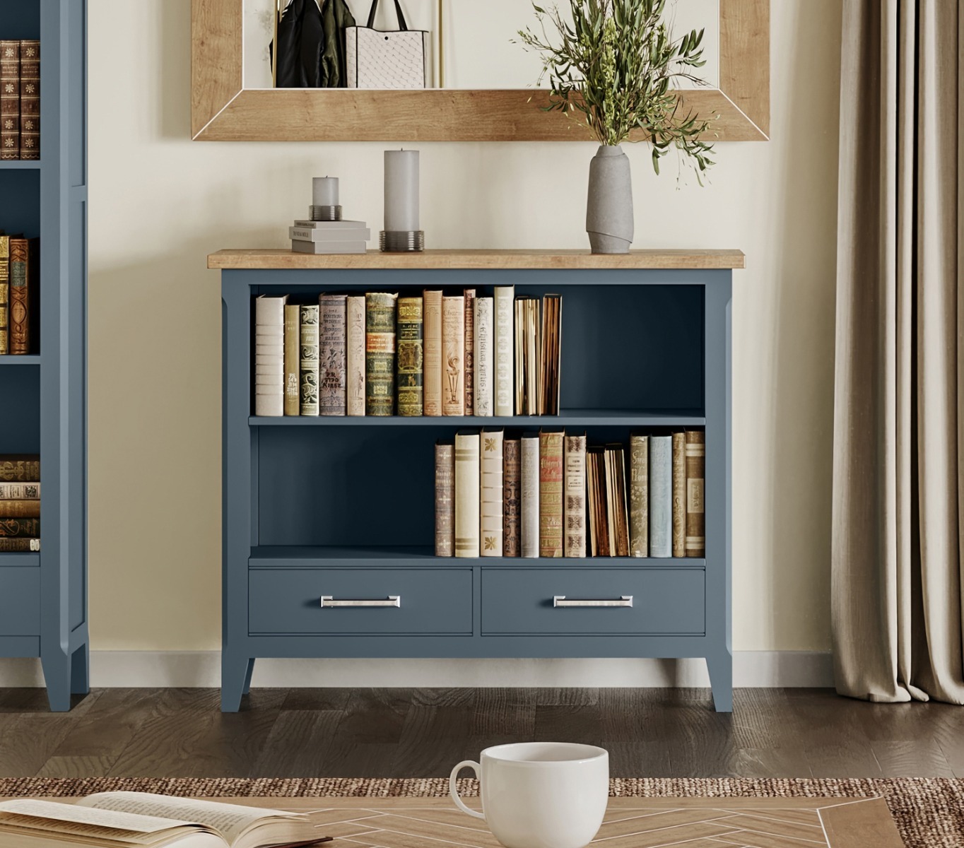 Signature Blue Low Bookcase  by Baumhaus | Style Our Home