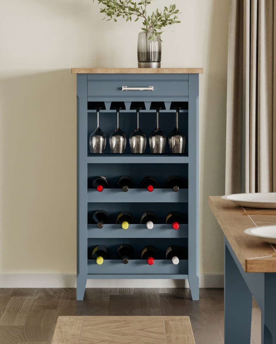 Signature Blue Wine Rack / Glass Storage Cabinet by Baumhaus | Style Our Home