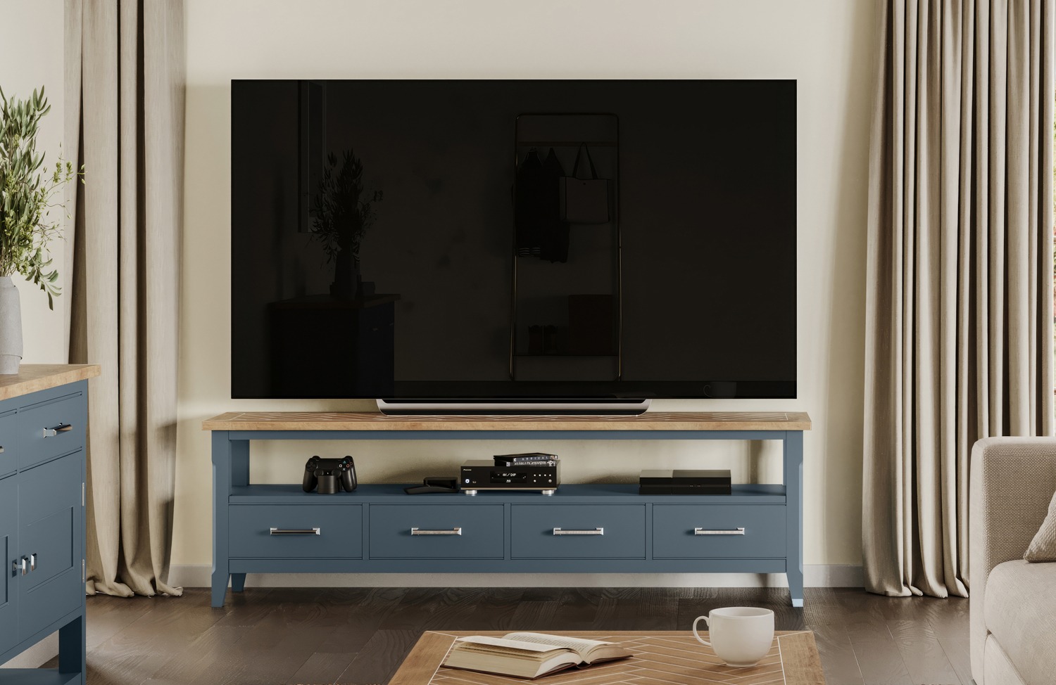 Signature Blue - Large Widescreen Television Cabinet by Baumhaus | Style Our Home