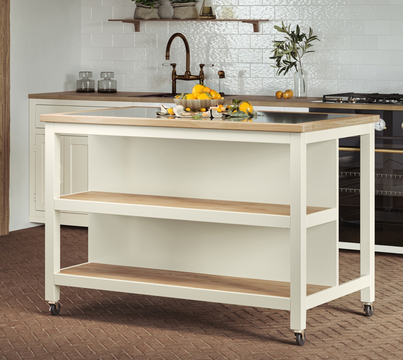 Kitchen Island (Cream) Open with Breakfast Bar by Baumhaus | Style Our Home