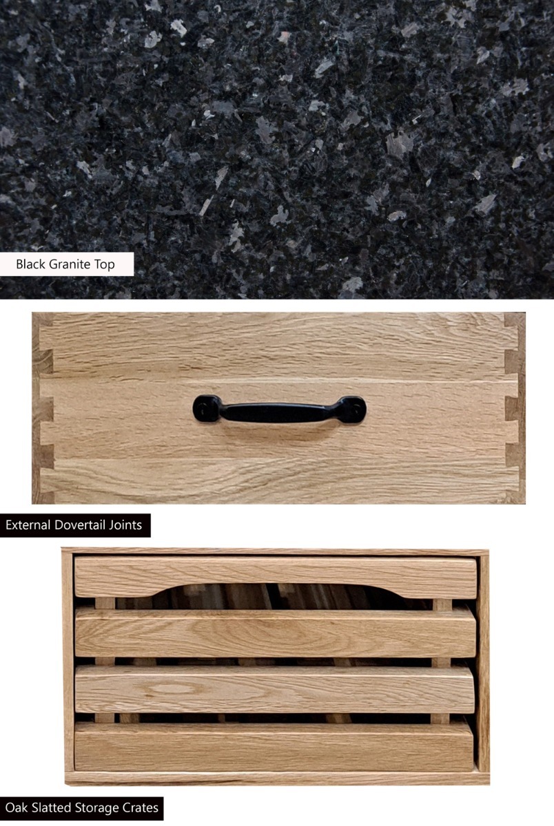 Kitchen Island (Oak) Two Drawer With Black Granite Top by Baumhaus | Style Our Home