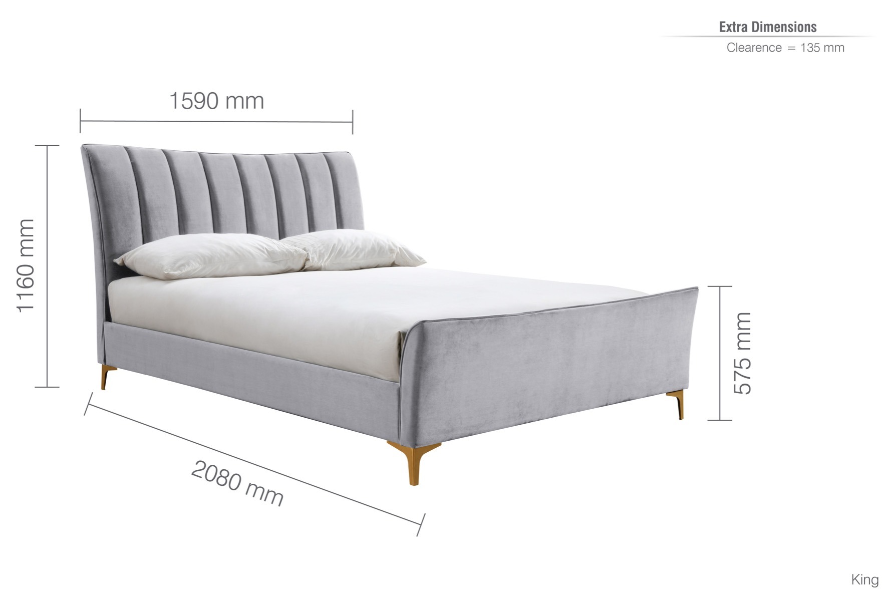 Clover Grey 5' King Bed