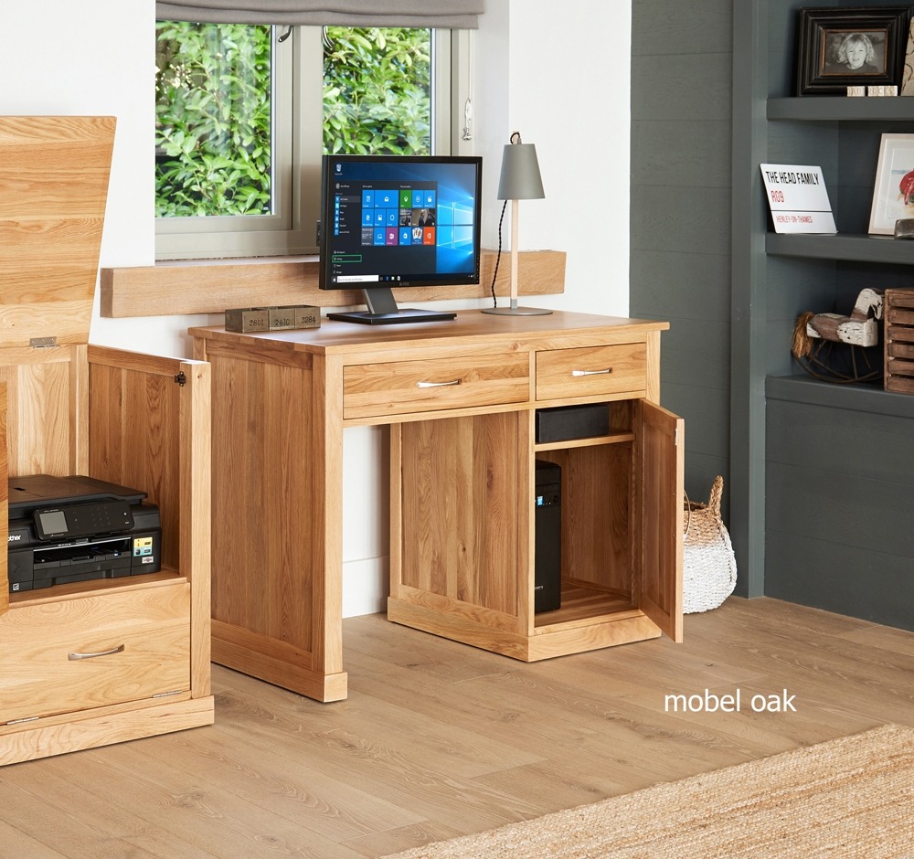 Baumhaus Mobel Oak Single Pedestal Computer Desk - Style Our Home