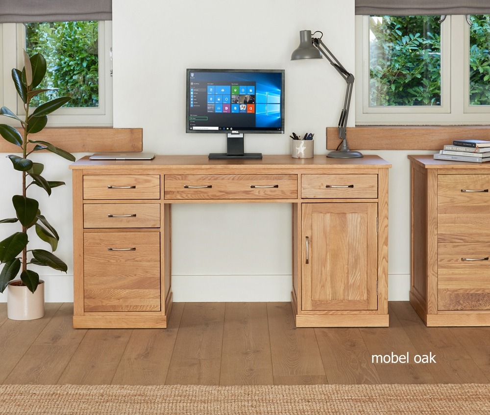 Baumhaus Mobel Oak Twin Pedestal Computer Desk - Style Our Home