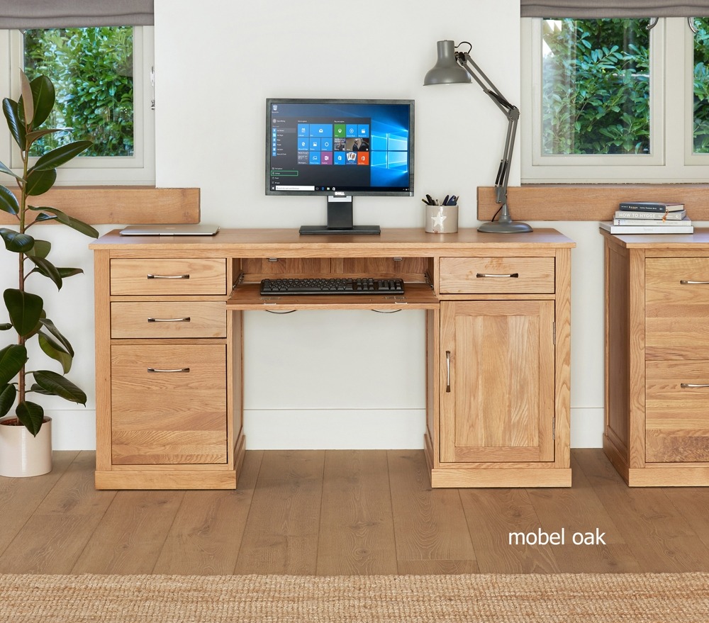 Baumhaus Mobel Oak Twin Pedestal Computer Desk - Style Our Home