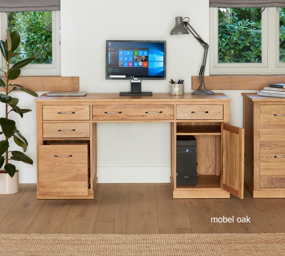 Baumhaus Mobel Oak Twin Pedestal Computer Desk - Style Our Home