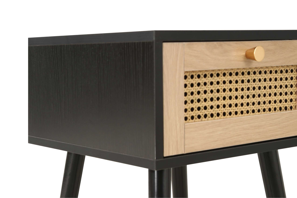 Croxley 1 Drawer Rattan Bedside Black by Birlea | Style Our Home