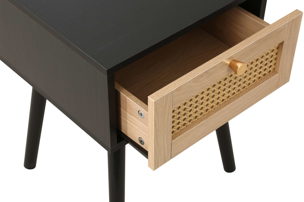 Croxley 1 Drawer Rattan Bedside Black by Birlea | Style Our Home