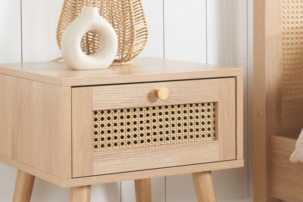 Croxley 1 Drawer Rattan Bedside Oak by Birlea | Style Our Home
