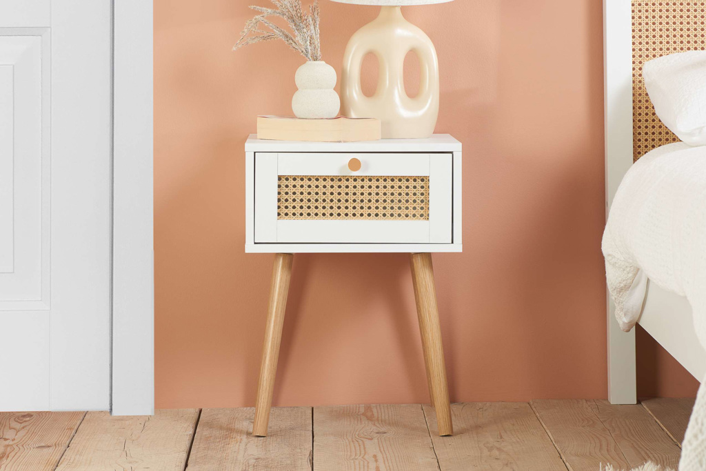 Croxley 1 Drawer Rattan Bedside White by Birlea | Style Our Home