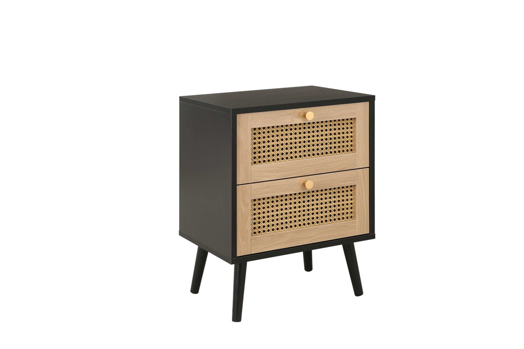Croxley 2 Drawer Rattan Bedside Black by Birlea | Style Our Home