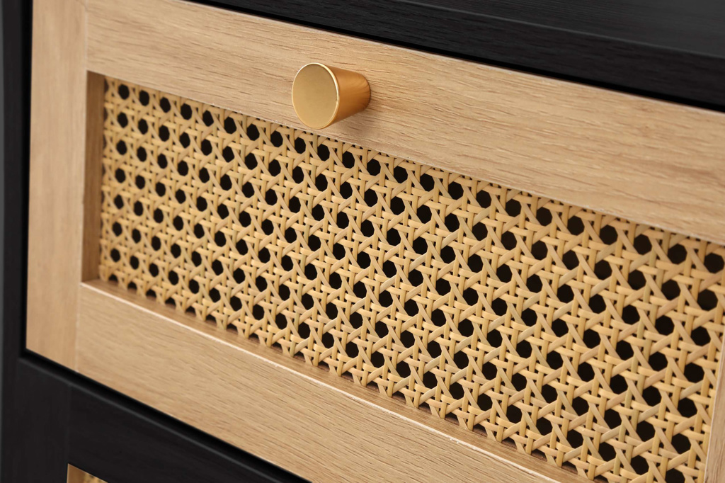 Croxley 2 Drawer Rattan Bedside Black by Birlea | Style Our Home
