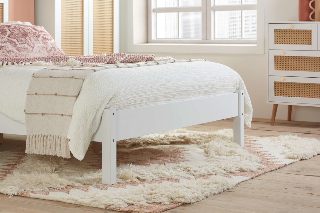 150cm Croxley Rattan Bed White by Birlea | Style Our Home