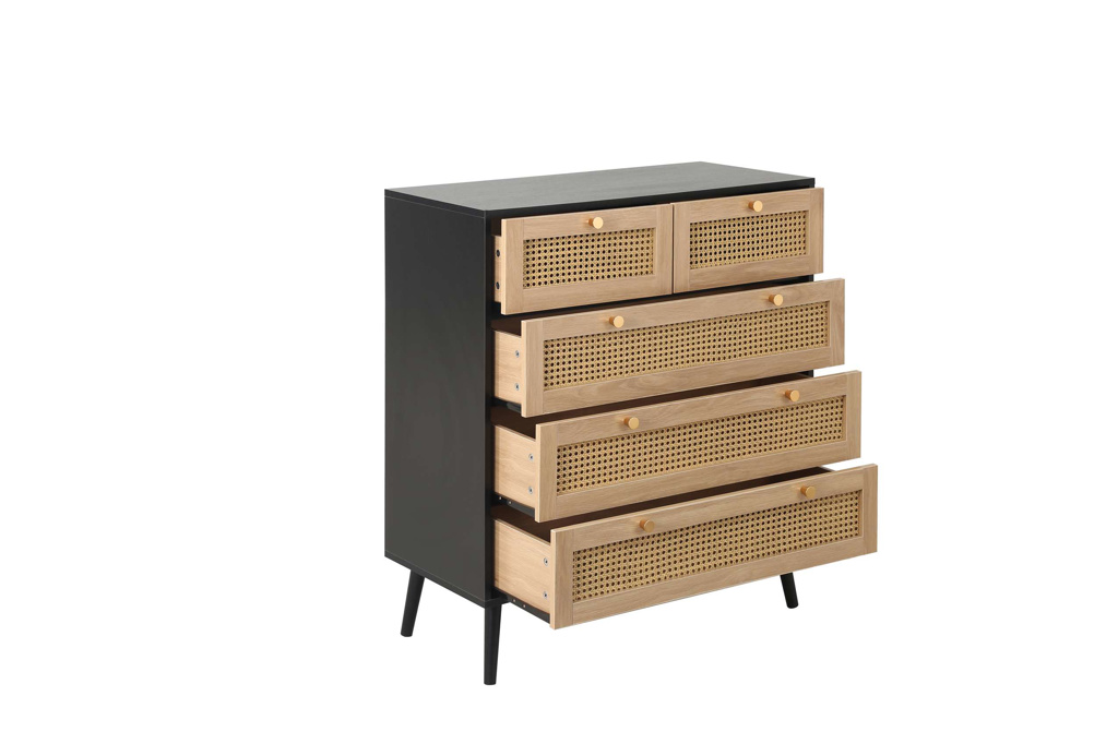 Croxley 5 Drawer Rattan Chest Black by Birlea | Style Our Home