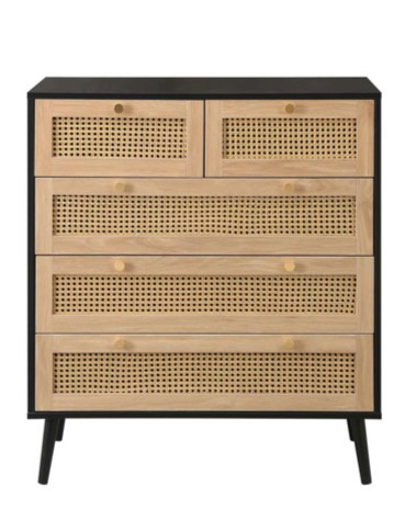 Croxley 5 Drawer Rattan Chest Black by Birlea | Style Our Home