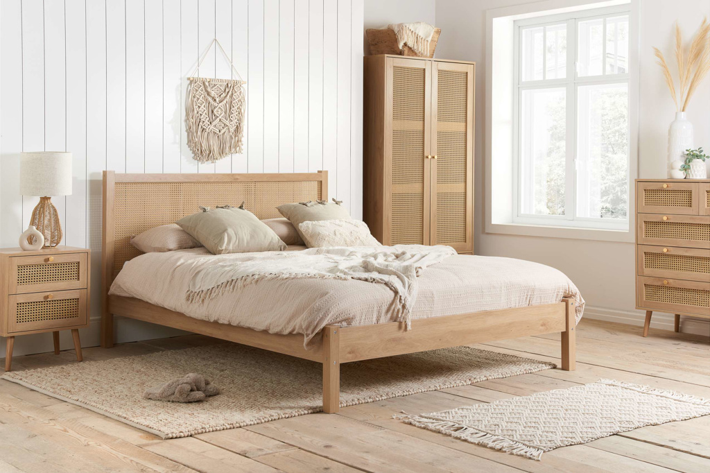 Croxley 5 Drawer Rattan Chest Oak by Birlea | Style Our Home