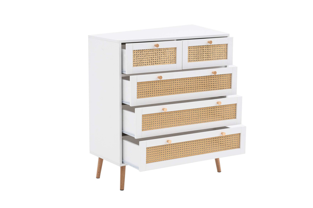 Croxley 5 Drawer Rattan Chest White by Birlea | Style Our Home