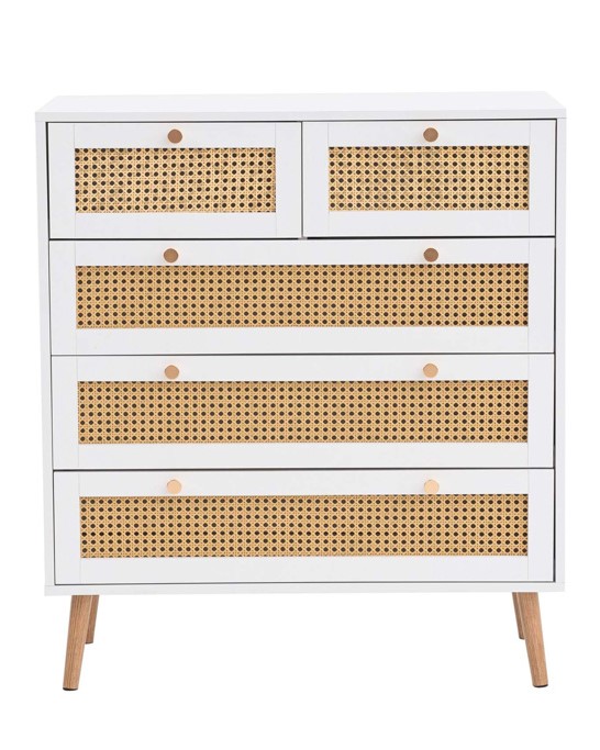 Croxley 5 Drawer Rattan Chest White by Birlea | Style Our Home