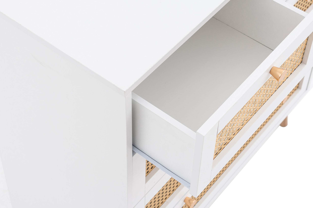 Croxley 5 Drawer Rattan Chest White by Birlea | Style Our Home