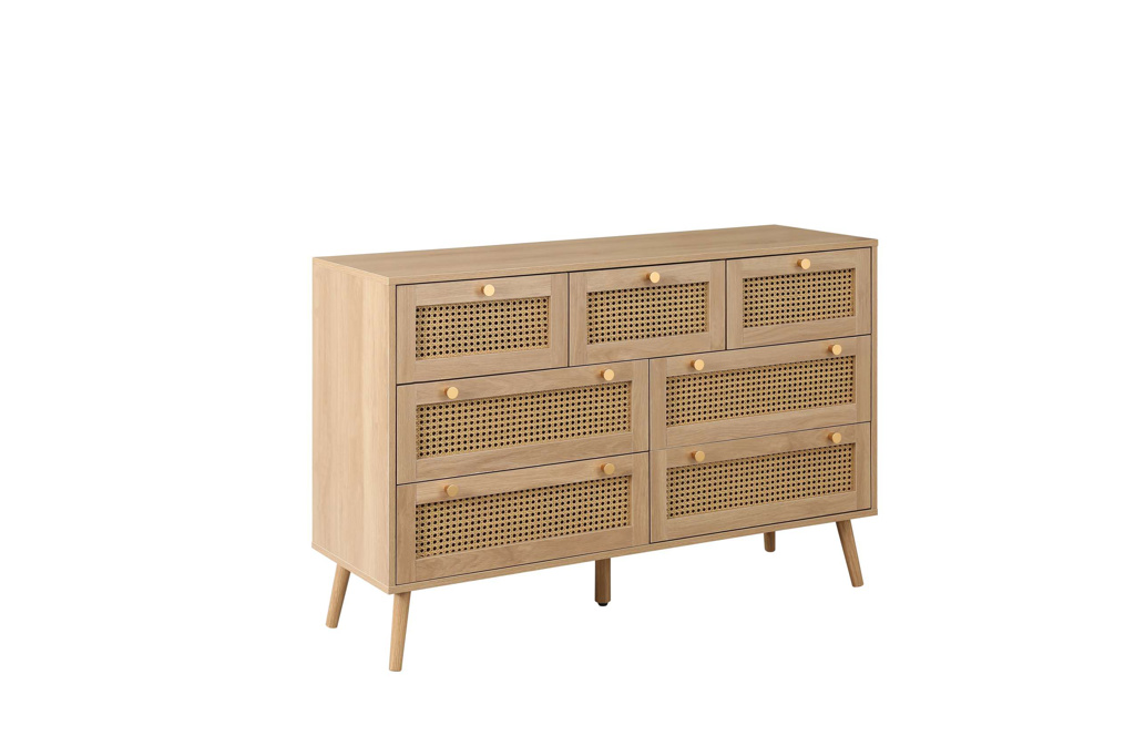 Croxley 7 Drawer Rattan Chest Oak by Birlea | Style Our Home