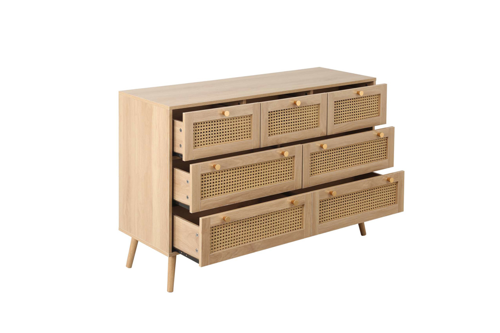 Croxley 7 Drawer Rattan Chest Oak by Birlea | Style Our Home