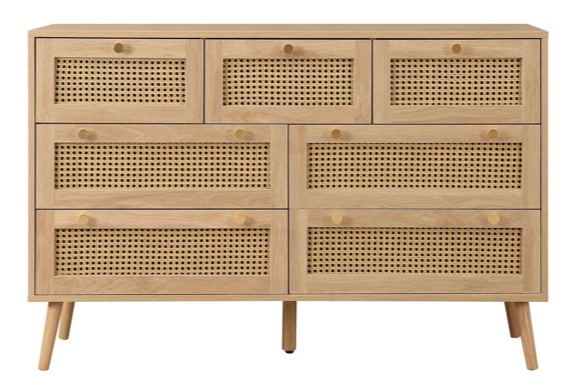 Croxley 7 Drawer Rattan Chest Oak by Birlea | Style Our Home