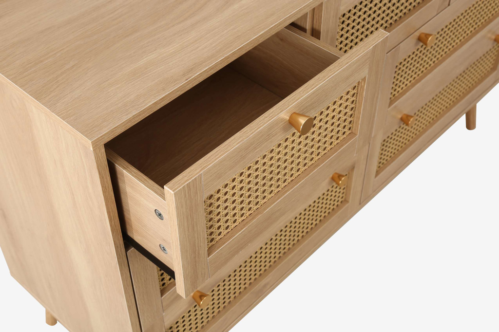 Croxley 7 Drawer Rattan Chest Oak by Birlea | Style Our Home