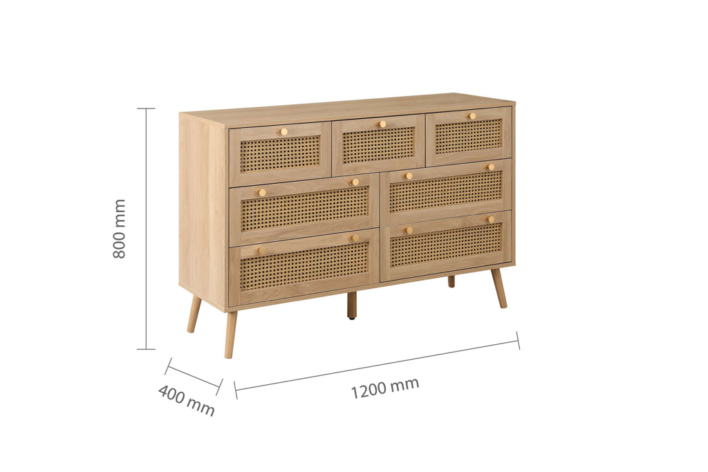 Croxley 7 Drawer Rattan Chest Oak by Birlea | Style Our Home
