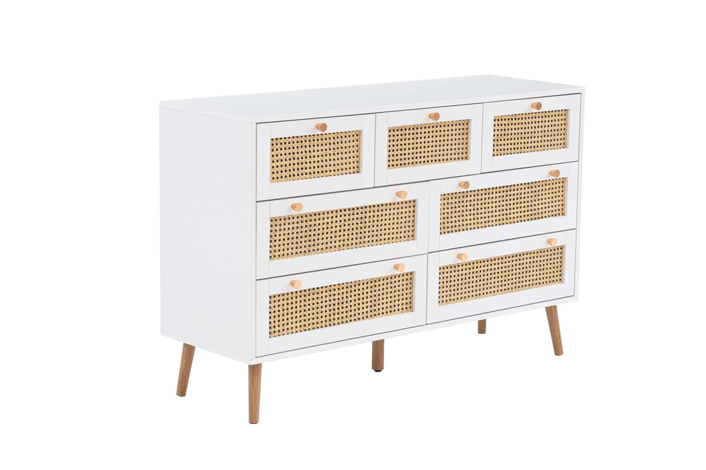 Croxley 7 Drawer Rattan Chest White by Birlea | Style Our Home